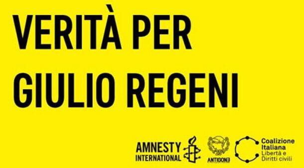 Verità per Giulio Regeni 2021 lo striscione di Amnesty International